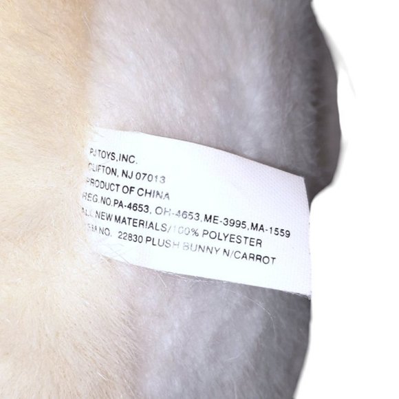 PJ Toys Inc. Bunny Rabbit With Carrot Plush Stuffed Toy 14" - Picture 9 of 9